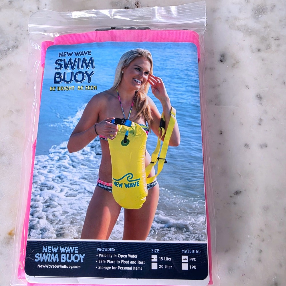 New Wave Swim Buoy Neon PINK Visibility Safety Float Storage Bag 15 Liter Bright